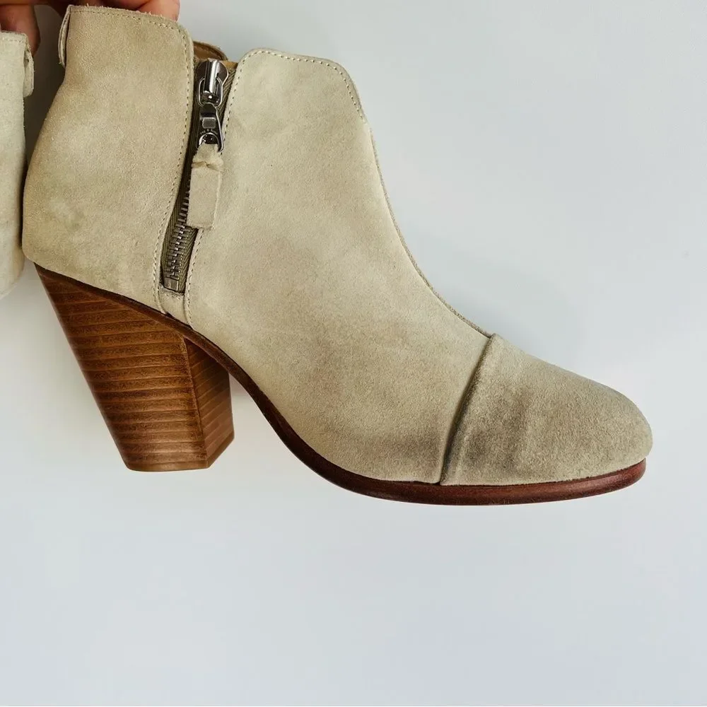 Rag & Bone Margot Leather Ankle Boots in Champagne Size 39.5